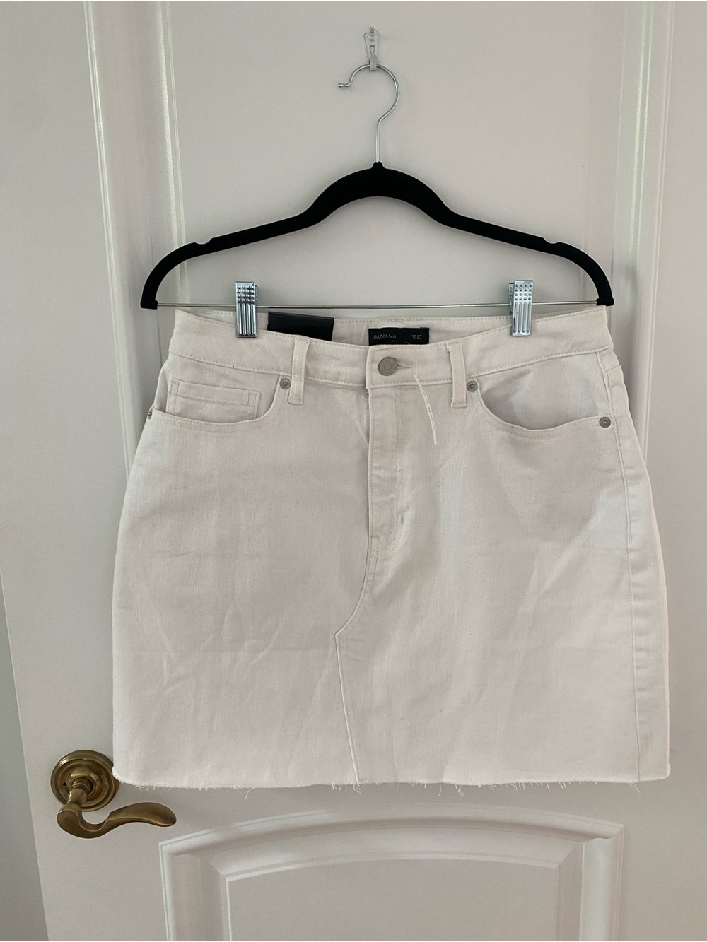 NWT Banana Republic White A-Line Denim Mini Skirt Size 10 Tall